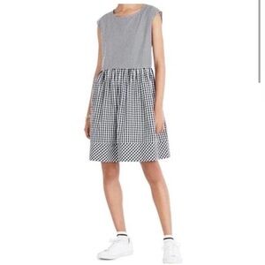 Women’s MADEWELL Black White Checkered Gingham Sleeveless Mini Dress M NWOT